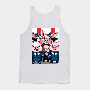 Little pigs dressed in military blue uniforms Tank Top